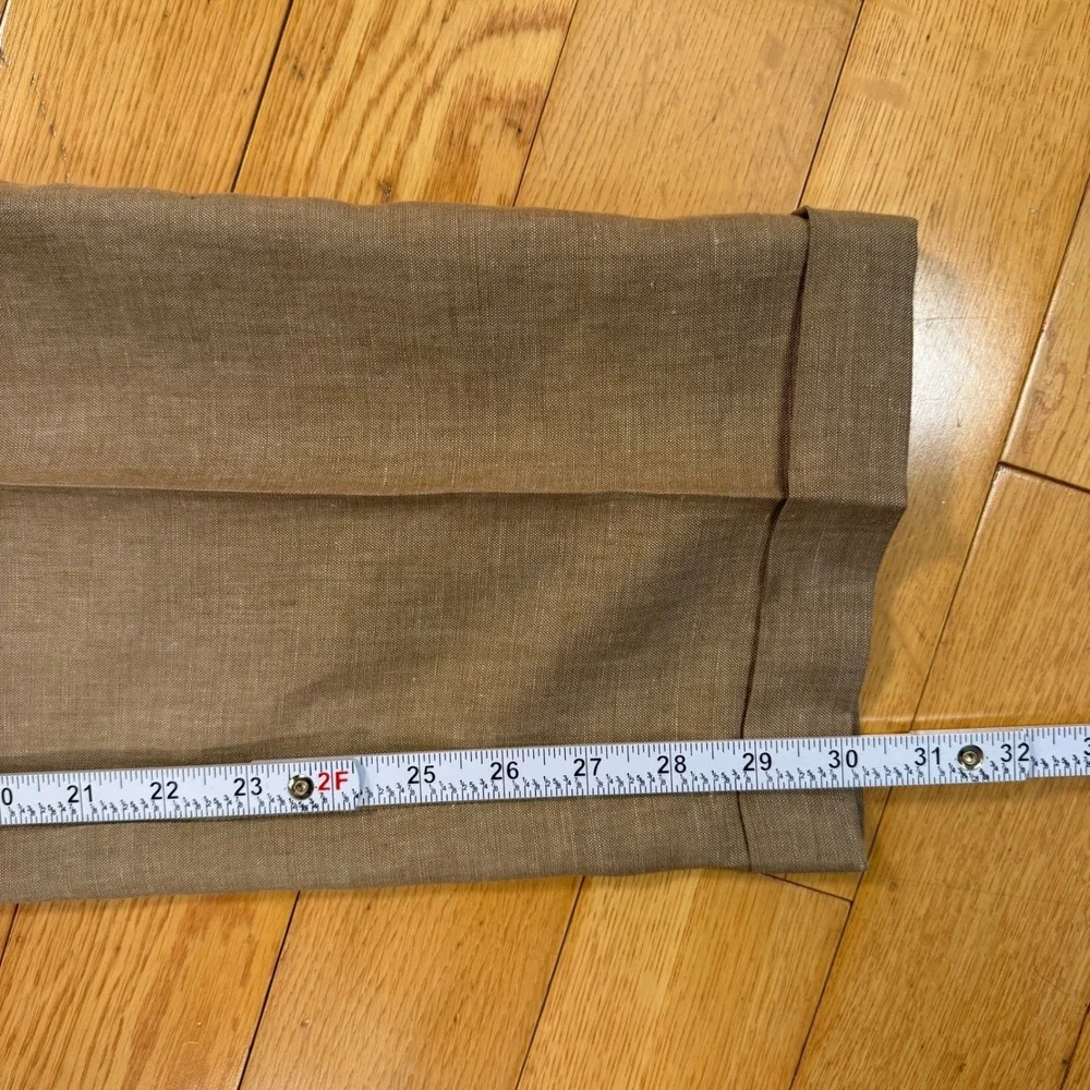 Ermenegildo Zegna Mens 40x30 Tan 100% Linen Pleated Cuffed Dress Pants Italy